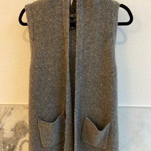Tahari Oversized Hooded Grey Sweater Vest (with pockets!) US Size XS